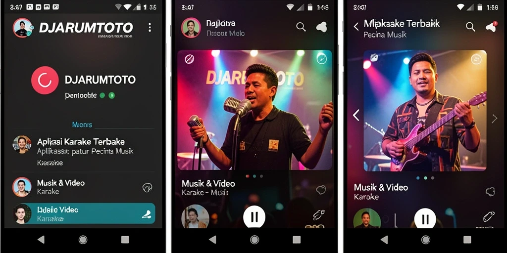Tampilan antarmuka aplikasi Karaoke DJARUMTOTO yang menarik dan interaktif.
