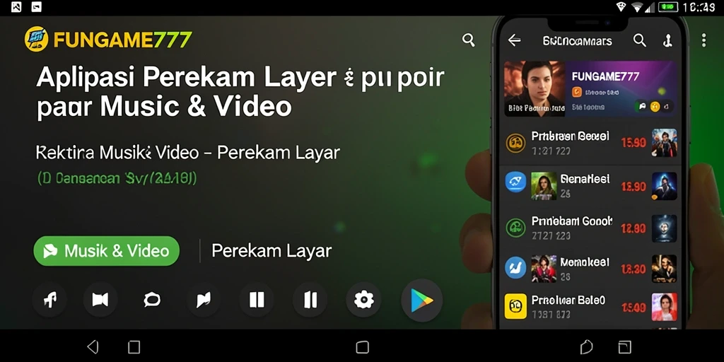 Tampilan antarmuka FUNGAME777 saat merekam layar dengan fitur perekaman.