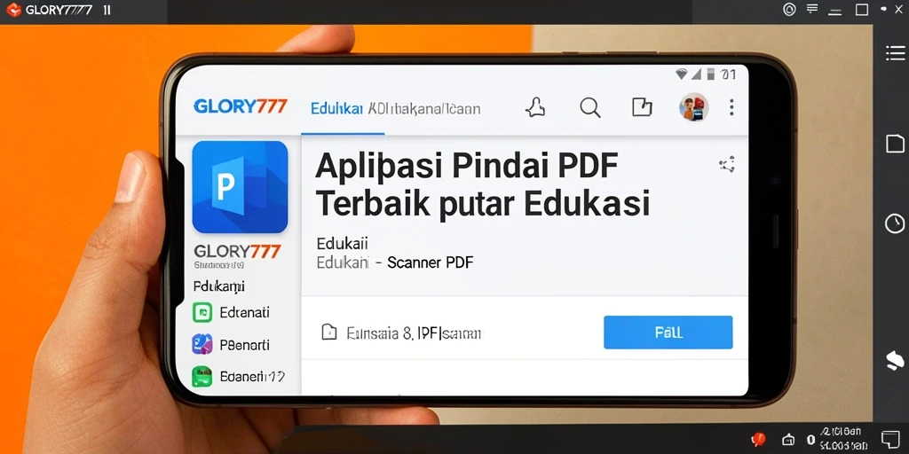 Tampilan antarmuka GLORY777 saat memindai dokumen PDF.