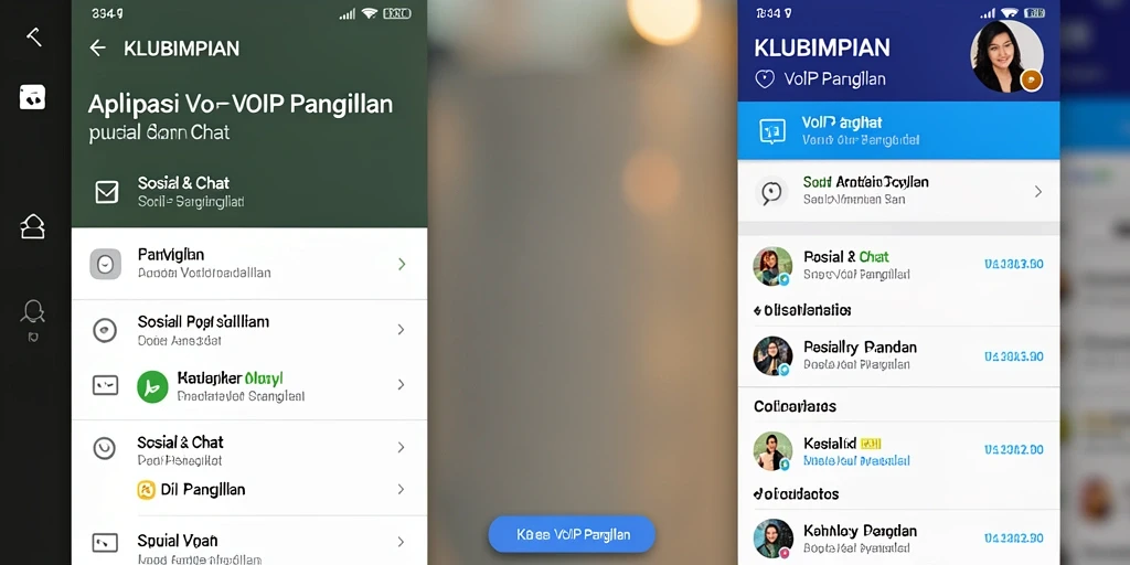 Antarmuka pengguna KLUBIMPIAN untuk panggilan VoIP yang intuitif.