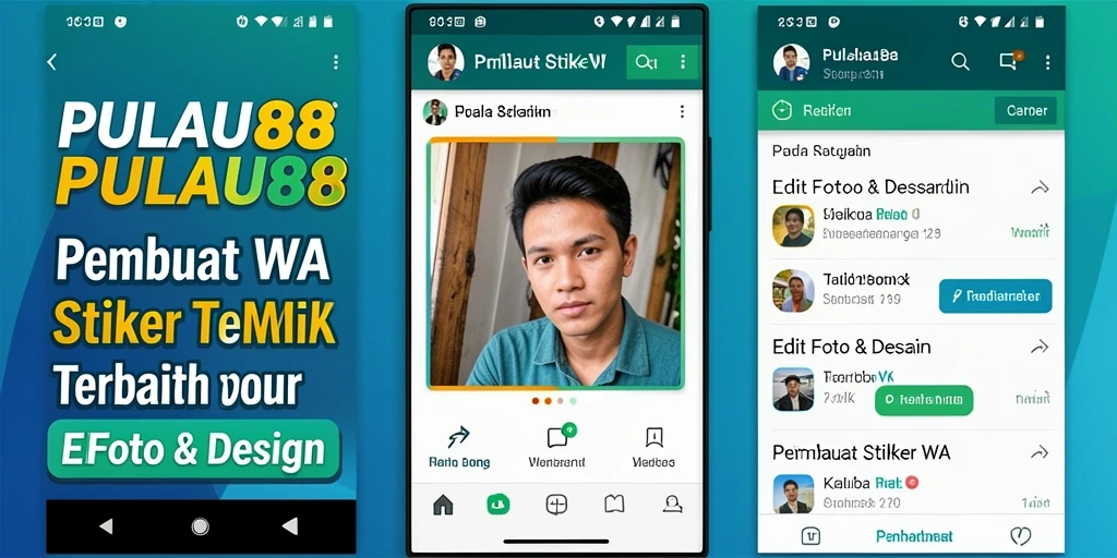 Antarmuka aplikasi PULAU88 untuk membuat stiker WA yang menarik.