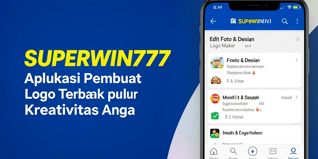 Screenshot aplikasi SUPERWIN777 menampilkan antarmuka pembuat logo yang user-friendly.